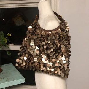 New Gold Bronze Dangling Sequins Purse